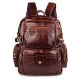 7042C Dark Brown Cowboy Vintage Leather Men Travel bag Backpack Bookbag 
