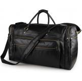 7317-1A Black Cow Leather Tote Men's Duffle Travel Bag