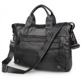 7120A-1 Black Cow Leather Mens Handbag Laptop Bag Office Briefcase