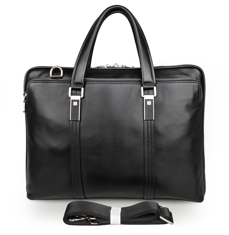 7326A Black Genuine Leather New Model 15 Inches Laptop Bag 