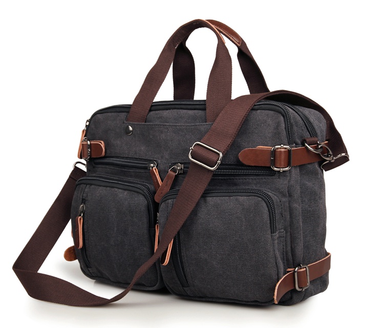 9030A Black Canvas Backpack Men Tote Bag