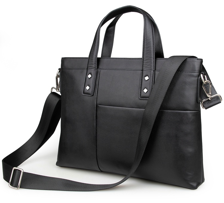 7329A Black Guarantee Genuine Cow Leather Men's Briefcase Handbag Messenger Bag For Business Men