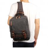 9031A Black Canvas Chest Bag Shoulder Bag Backpack