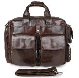 7219C Genuine Cow Leather Men's Handbag Laptop Messenger Bag Coffee