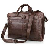 7320C Coffee Genuine Cow Leather Mens Laptop Bag Business Travel Bag