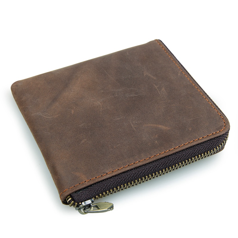 8113R Vintage Genuine Leather Coin Pocket Unisex Wallet 