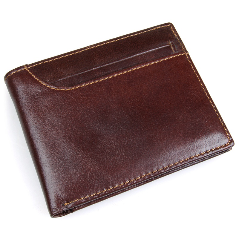 R-8104Q Coffee Men's Cow Leather RFID Card Holder China Supplier