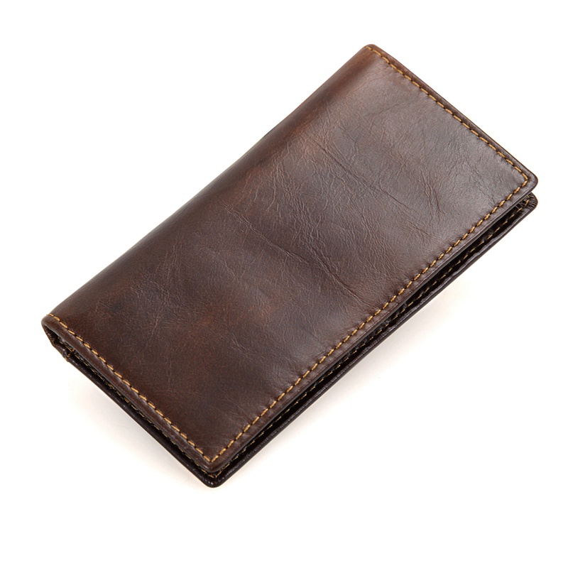 R-8119Q Coffee Cowhide Leather RFID Dollar Pocket