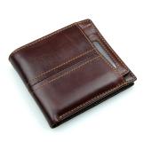 R-8107-3Q New Arrival Coffee Cow Leather Mens RFID Leather Money Wallet  