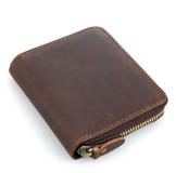 8083C 100% Cow Leather Zipper Around Wallet Card Holder Leather Coin Pocket