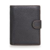 R-8129A Black Genuine Cowhide Pocket Wallet Leather Coin Wallet