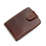 R-8121Q Coffee Cowhide Leather RFID Pocket Card Holder 