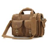 7106B Cowboy Crazy Horse Leather Men's Brown Briefcase Laptop Hand Bag Messenger Tote 