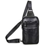 4002A 2016 New Products Black Real Leather Funny Bag Chest Messenger Bag