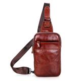 4002B Hot Selling Brown Natural Leather Funny Bag Chest Bag Sling Bag