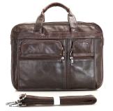 7093C 100% Genuine Vintage Leather Men's Chocolate Briefcase Messenger Laptop Bag
