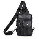 4006A Black Natural Leather Funny Bag Chest Bag for Men 