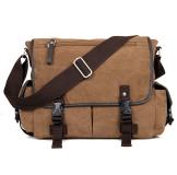 9035C Coffee Durable Leisure Canvas Outdoor Laptop Messenger Bags