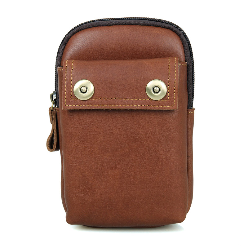 5001C-1 New Products Brown Cowhide Men's Phone Case Bag Belt Bag