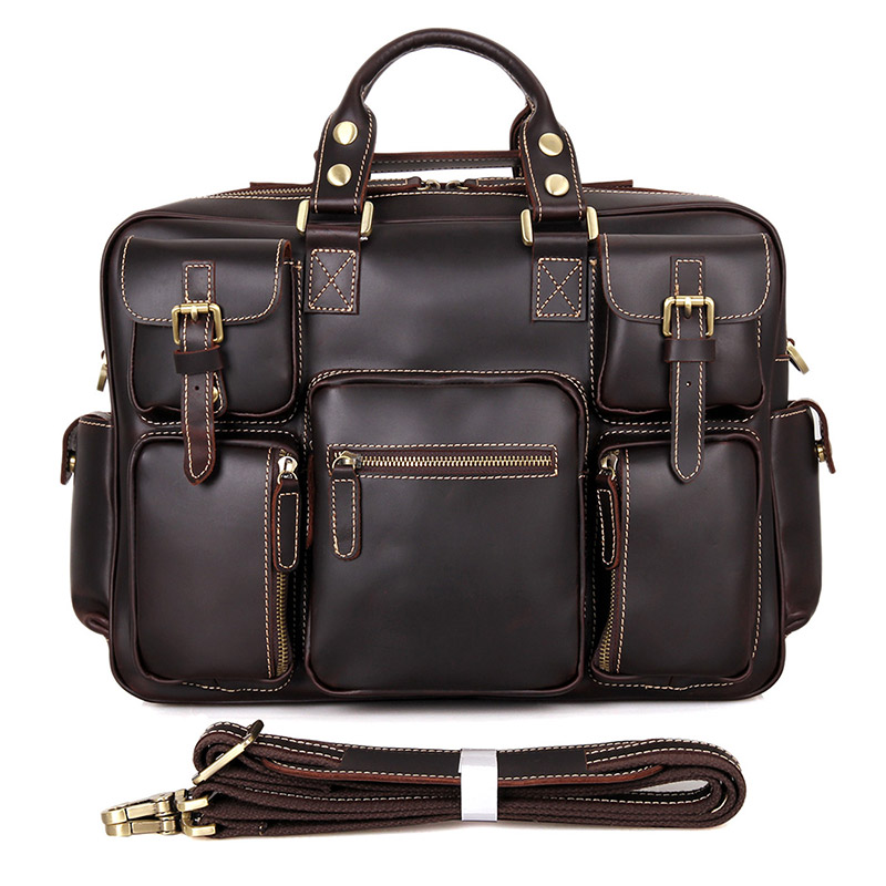 7028Q Rare Cow Leather Men's Briefcase Laptop Bag
