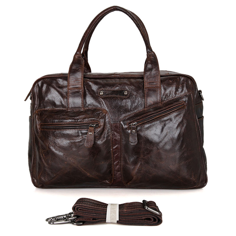 7142C Genuine Vintage Leather Unisex Coffee Handbag Tote Travel Bag 
