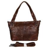 7262C-1 Vintage Woven Leather Shopper Shoulder Tote Bag Leather Women Bag