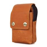 5003B Brown Cowhide Men's Leather Phone Bag Funny Pack