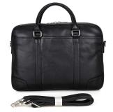 7349A Brand High Quality Black Real Leather Laptop Office Briefcase for Men China