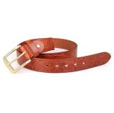 B014B-1 Brown Embossed Cow Hide Leather Belt for Men