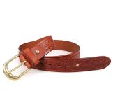 B011B-1 Italy Durable Vegetable Leather Brown Men Belt with 3.5 Width