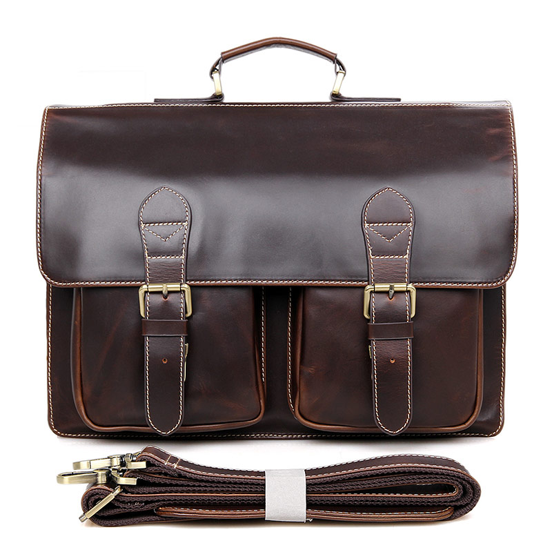7105Q Cow Leather Style Men's Briefcase Bag Handbag Laptop Bag Messenger Bag