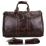 7077C Unisex Coffee Color Genuine Leather 16" Inches Laptop Travel Duffle Bag