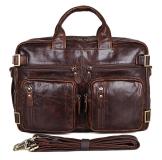 7026Q Chocolate Genuine Vintage Leather Men's Briefcase Backpack