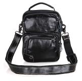 1010A 100% Genuine Leather Cowhid Leather Black Men's Small Sling Bag for Ipad