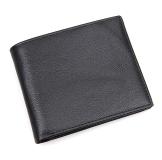 R-8029A Brand Black Genuine Leather Men's RFID Slim Bifold Wallet 