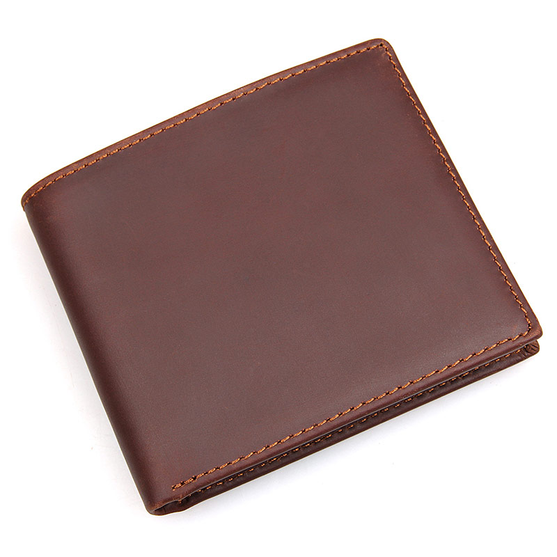 8029X Vintage Cow Leather Smooth Pattern Men's Credit Card Holder Pocket Wallet 