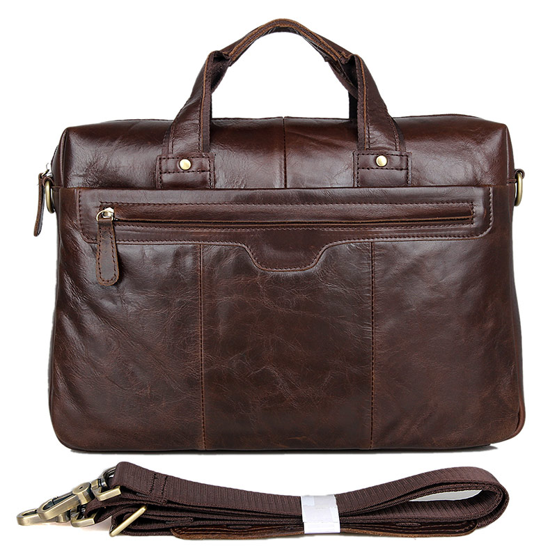 7075LC Classic Vintage Leather Men's Chocolate Hand Tiny Laptop Bag Briefcase Messenger