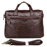 7075LC Classic Vintage Leather Men's Chocolate Hand Tiny Laptop Bag Briefcase Messenger
