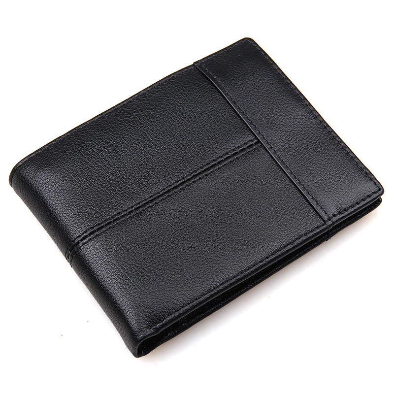 8145A Hot Selling Genuine Cowhide Leather Black Wallet for Men