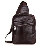 7217C Vintage Leather Fashion Men Coffee Chest Bag Backpack