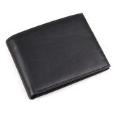 R-8146A Brand Black Genuine Leather Men's RFID Slim Bifold Wallet 