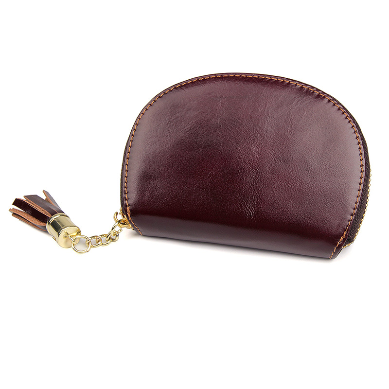 R-8193X  High Quality Brown Red Cowhide Lady Girls Card Holder 
