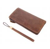 8048B Classic Brown Men's Leather Clutch Bag With Card Holder