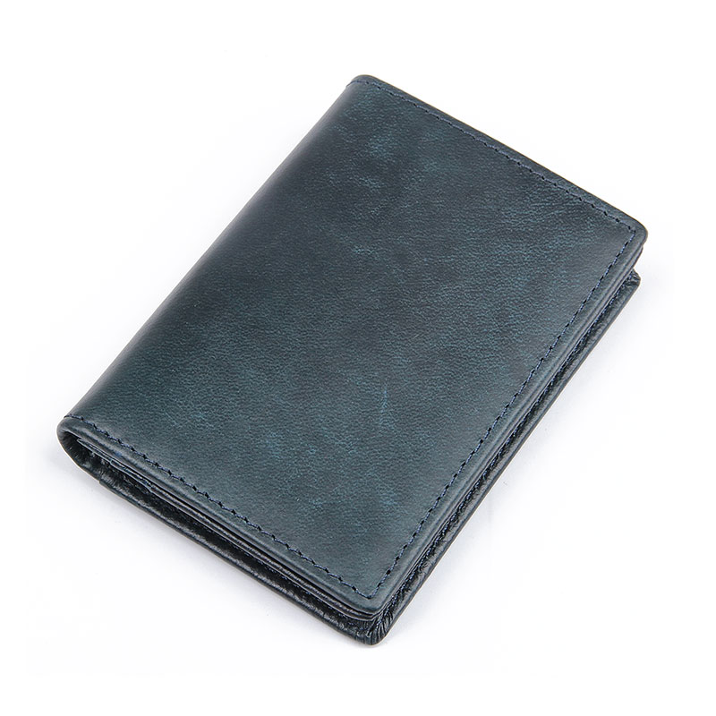 R-8078K Vintage Cow Leather Blue Lady Wallet RFID Card Holder