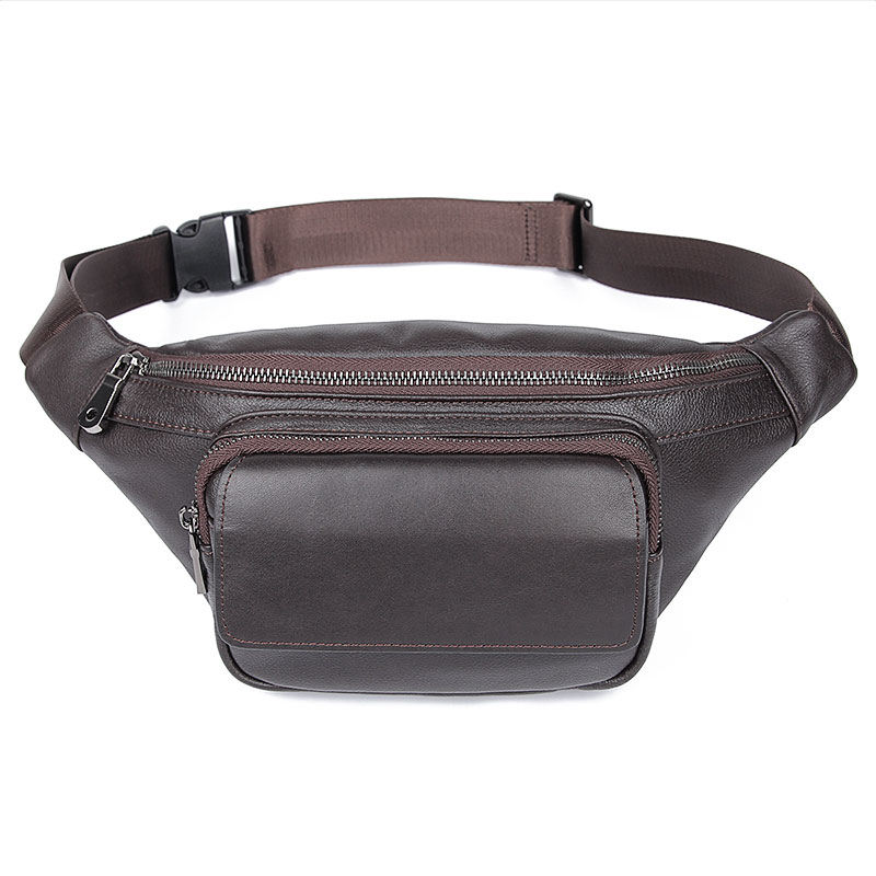 3022Q Coffee Good Quality Soft Leather Waist Bag Chest Bag for Men