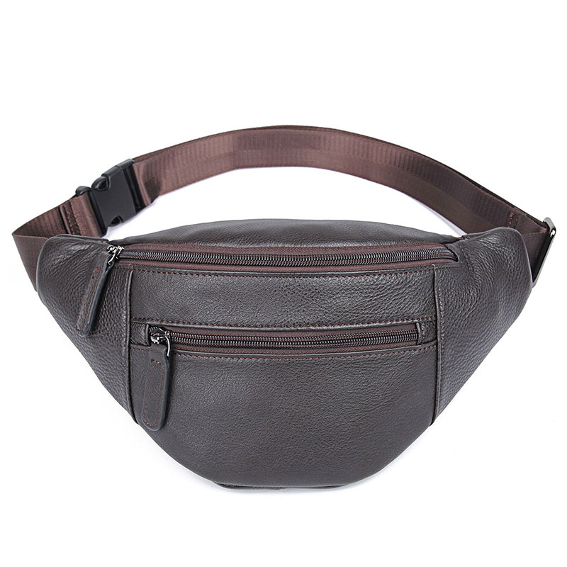 3024Q Coffee Small Taking-away Chest Bag Waist Bag Leather for Men
