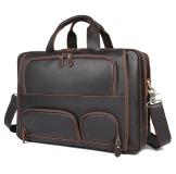 7289R-1Y  Dark Brown Crazy Horse Leather Briefcase Men's Handbag