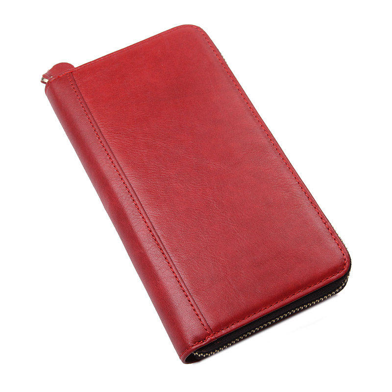 R-8440X High Quality Cow Leather Red Lady Wallet RFID Card Holder 