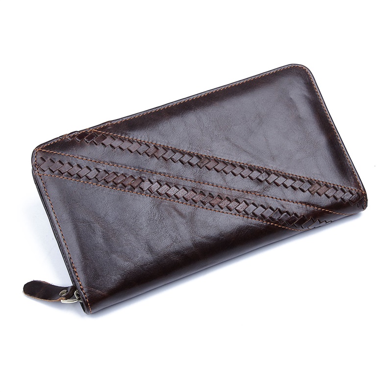 8024C Classic Coffee Vintage Leather Mini Wallet Purse Key Case Men's Hand Bag 