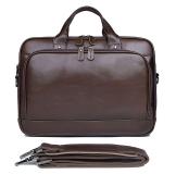 7005Q-1 Vintage Coffee Genuine Leather Men's Laptop Bag Briefcase